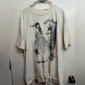 TAYLOR SWIFT~The Eras Tour T-shirt Top women 3XL Beige~2 sided New With Flaws